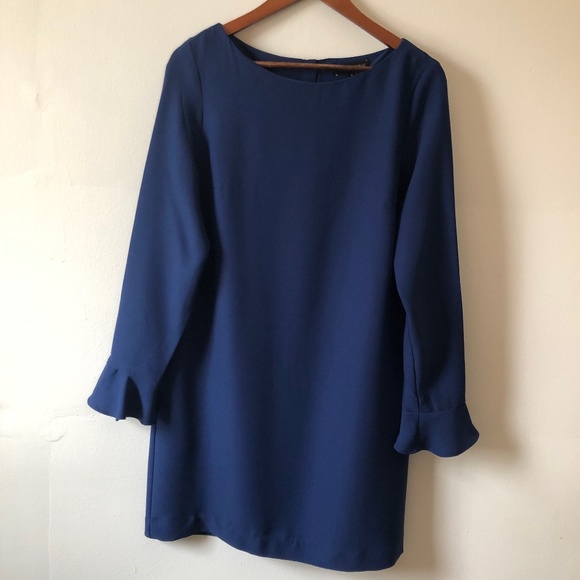 Banana Republic Ocean Blue Ruffle Cuff Button Back Dress/Tunic - Size 6 - Picture 1 of 10